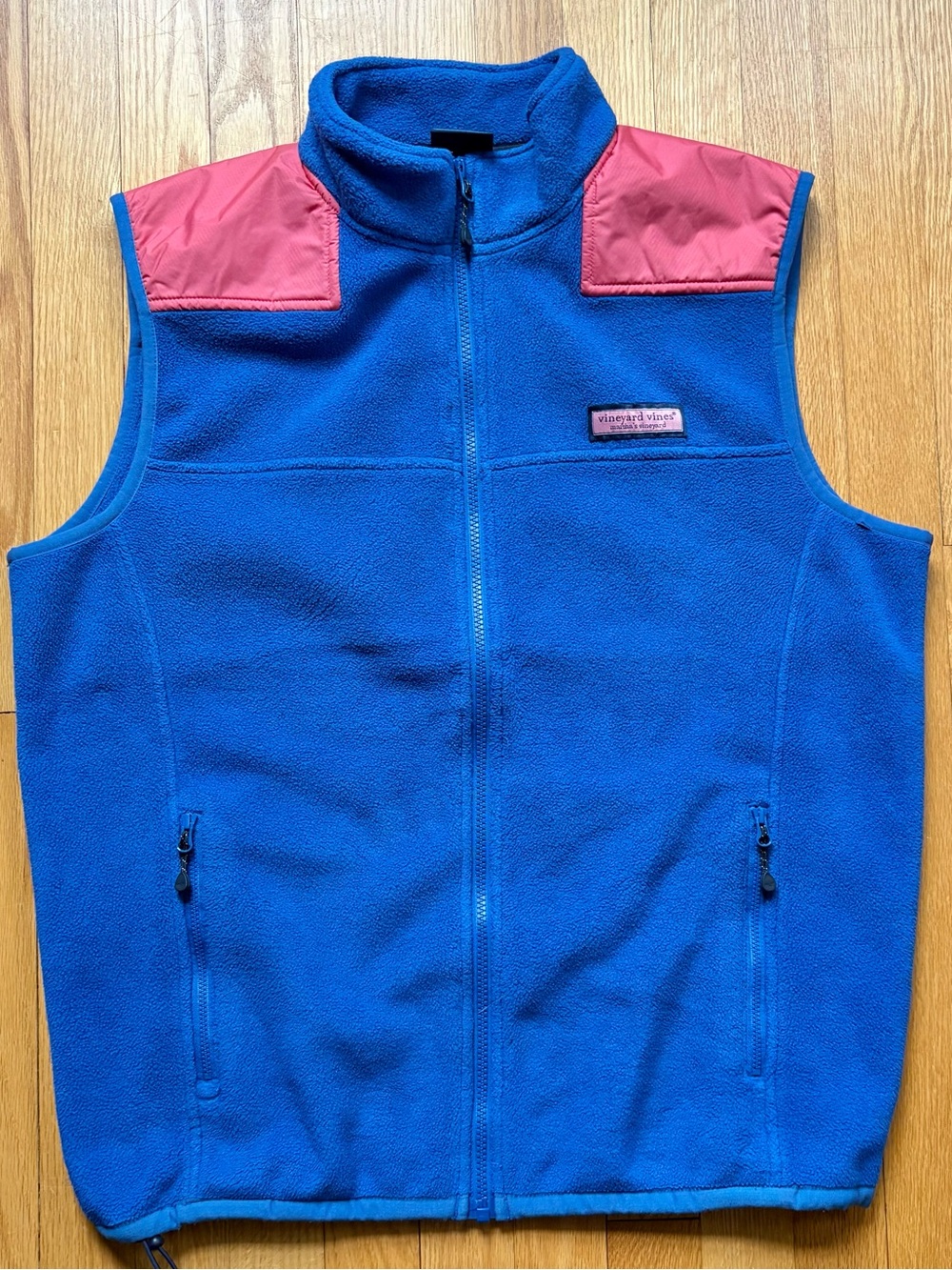 Vineyard Vines Men’s Full Zip Fleece Vest Medium Blue Pink Whale
